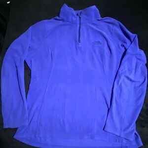 The North Face Blue Zip Up Sweater with Stand-Up Collar